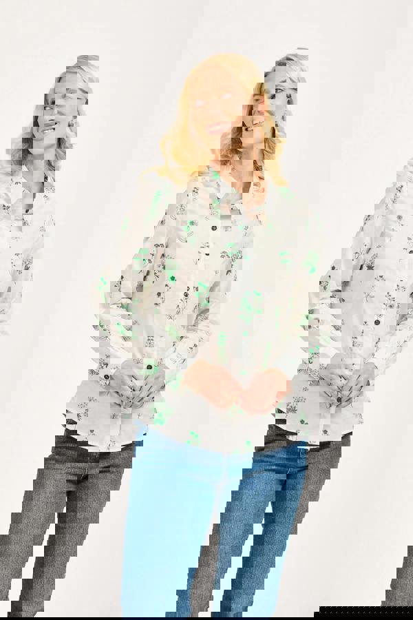 Embroidered Floral Cotton Shirt