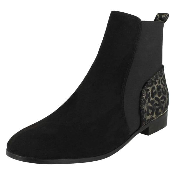 Spot On Ladies Spot On Leopard Print Heel Ankle Boots F51115