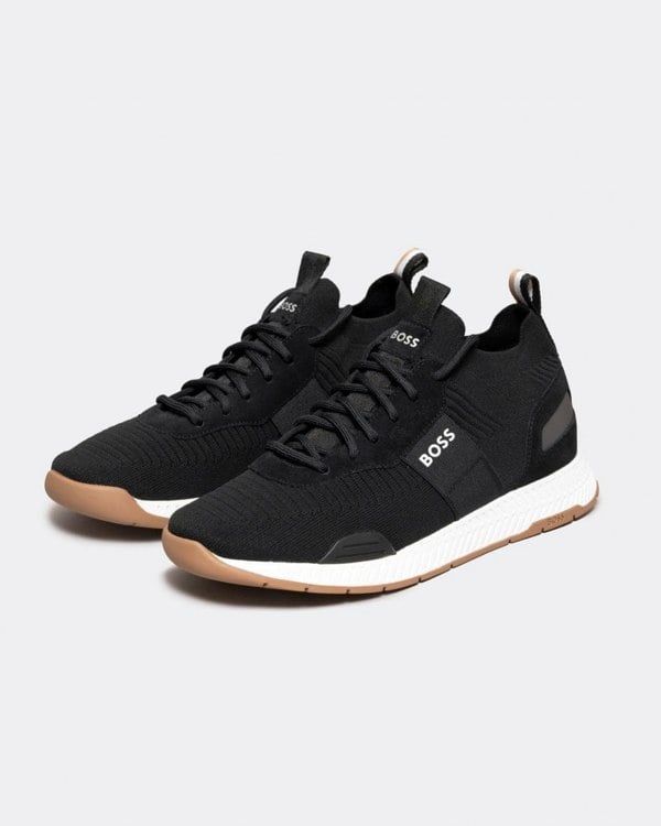 BOSS Orange Titanium_Runn Mens Structured-Knit Sock Trainers With Branding NOS - Charcoal 014