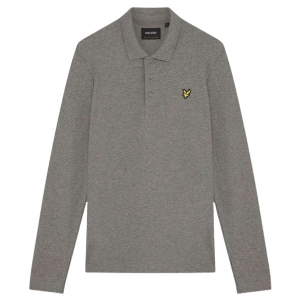 Lyle & Scott Plain Grey Long Sleeved Polo Shirt S