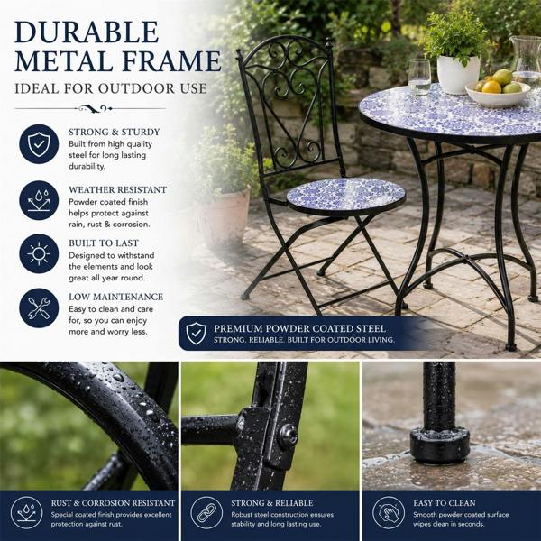 60cm Porto Mosaic Bistro Set image 4