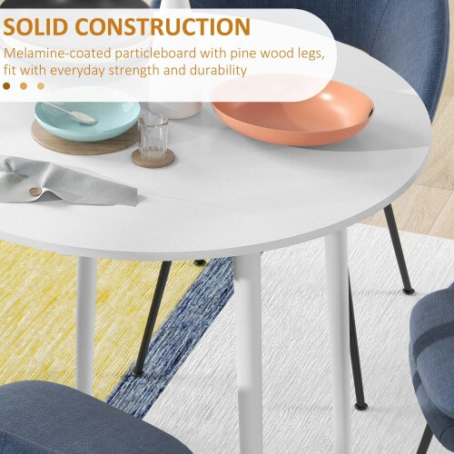 Wyld Haus Zinise Solid Wood White Round Folding Dining Table Seating 4 With TaFauxred Legs