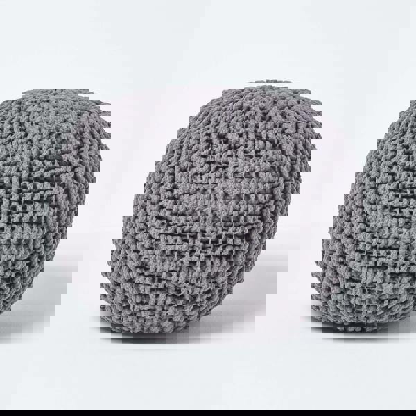 HOMESCAPES Round Cotton Knitted Pouffe Footstool Bean Filled Hand Knitted