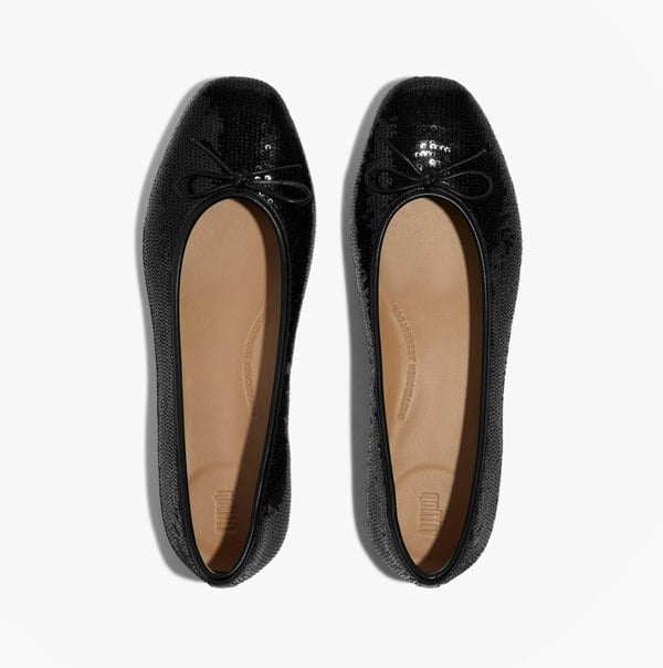 FitFlop DELICATO BOW SEQUIN BALLET Womens Ballet Black