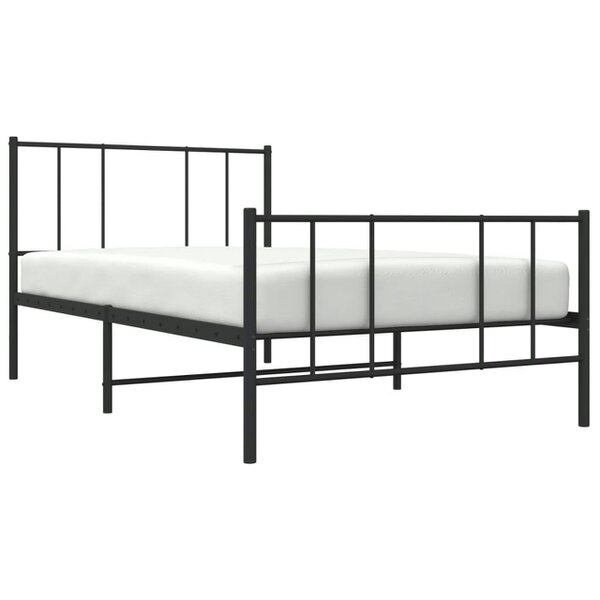 Berkfield Metal Bed Frame with Headboard and Footboard Black 100x200 cm