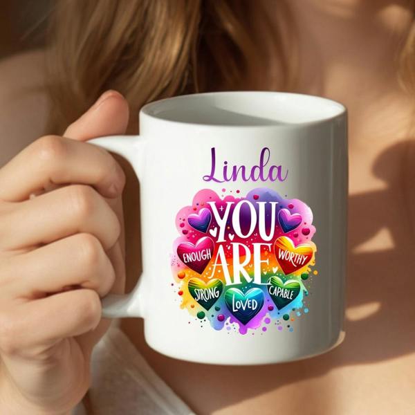 Personalised You Are Enough Affirmation Mug Gift | Sister Daughter Mum