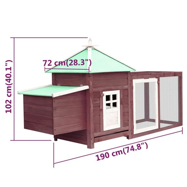 Berkfield Chicken Coop with Nest Box Mocha 190x72x102 cm Solid Firwood
