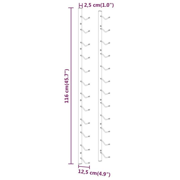 Berkfield Wall Mounted Wine Rack for 12 Bottles 2 pcs Gold Iron