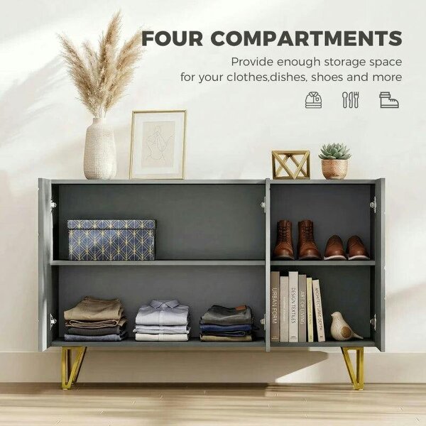 Modern Luxe High Gloss Sideboard, with Hairpin Legs, Grey