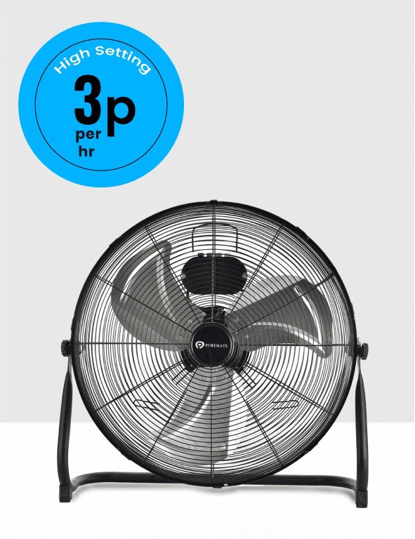 PureMate 20-Inch Chrome Gym Floor Fan - Black