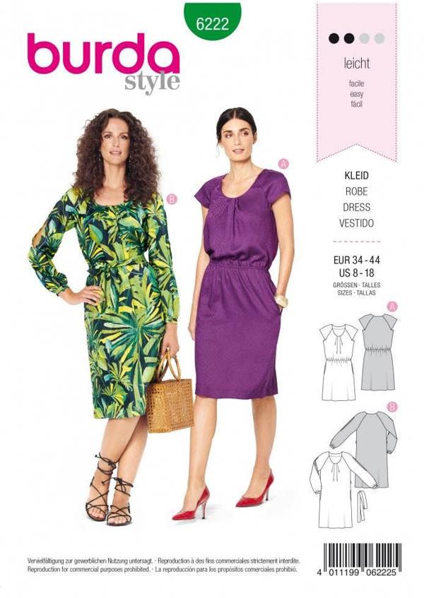 Burda Sewing Pattern 6222 Dresses For Women, Sizes 8-18 - Easy