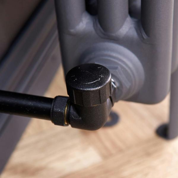 Flode Corner Round Thermostatic Radiator Valve Pack | Anthracite