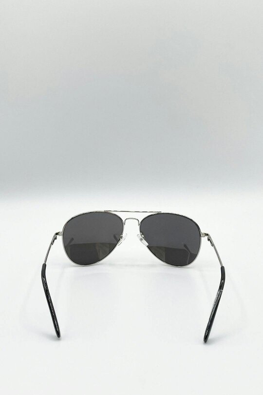 SVNX Aviator Sunglasses Silver Frame With Silver Mirrored Lenses
