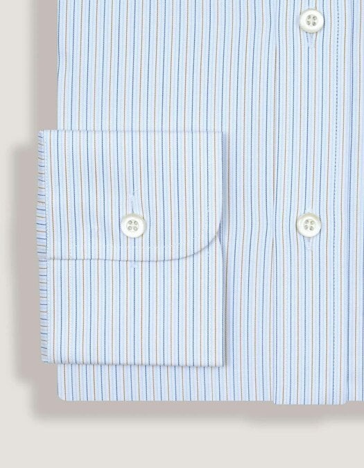 Men's Striped Cotton Dress Shirt – Blue and Mustard