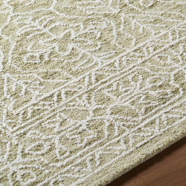 Livabliss Sicily-Hand Tufted Green Ivory Wool Traditional Vintage Boho Fringe Rug