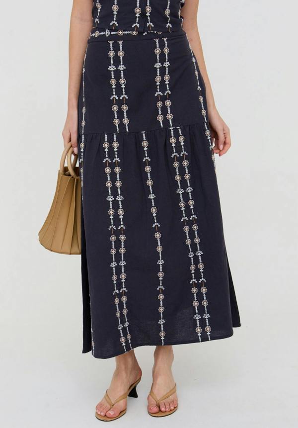Bolli Embroidered Maxi Skirt In Navy - image 3