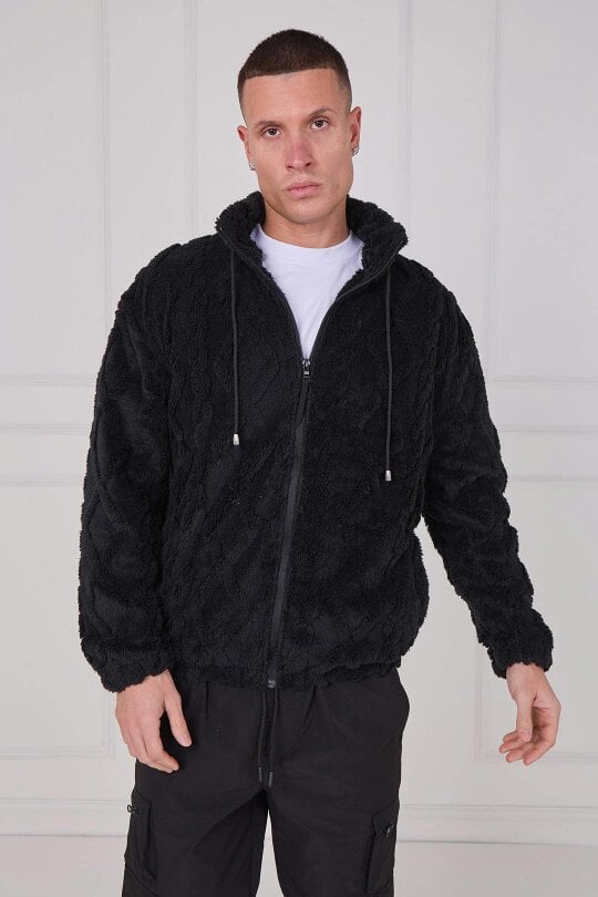 Luxe Textured Faux Fur Zip Jacket