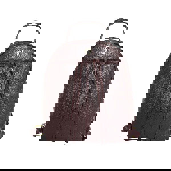 Assots London 'Betty' Burgundy Zip Top Mini Pebble Grain Leather Backpack