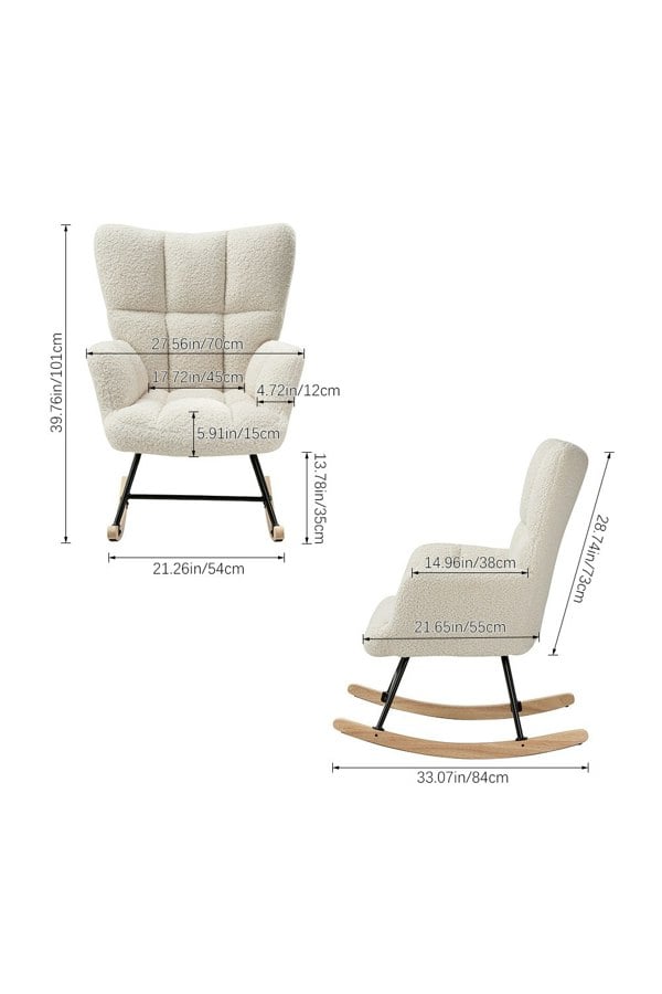 Living and Home Tufted Upholstered Rocking Chair with Pocket