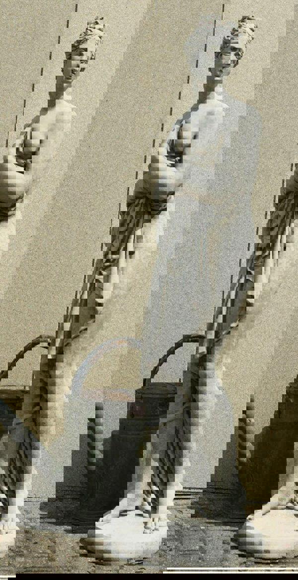 Stone Cast Pandora Lady Garden Statue and Column