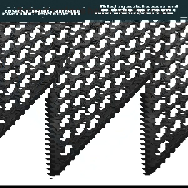 JVL Honeycomb Outdoor Rubber Ring Entrance Floor Door Mat 40x60cm, Black