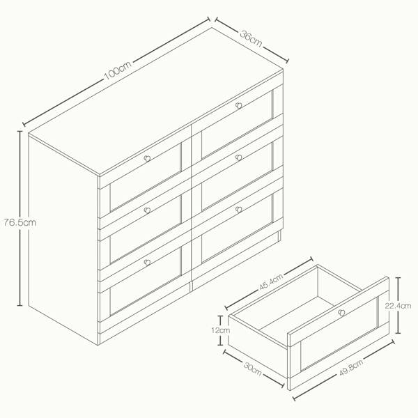 Vida Designs Altino 6 Drawer Chest, Black