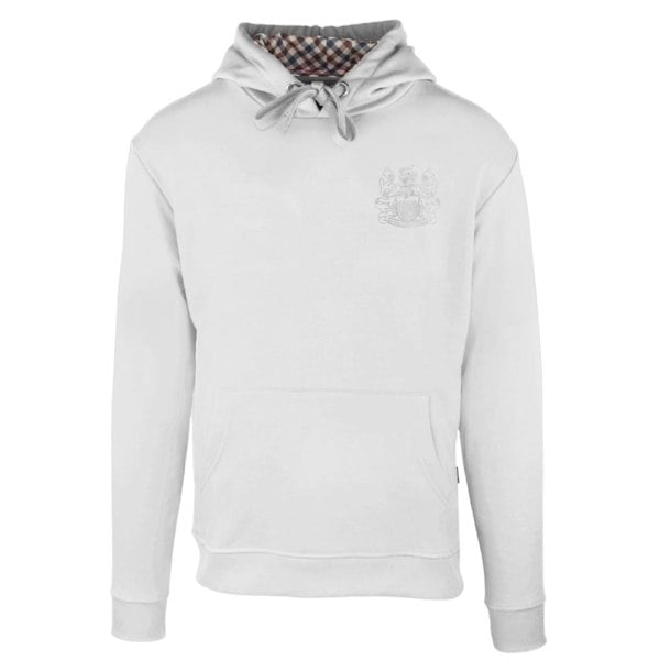 Aquascutum Monotone Aldis Emblem Logo Hoodie - White