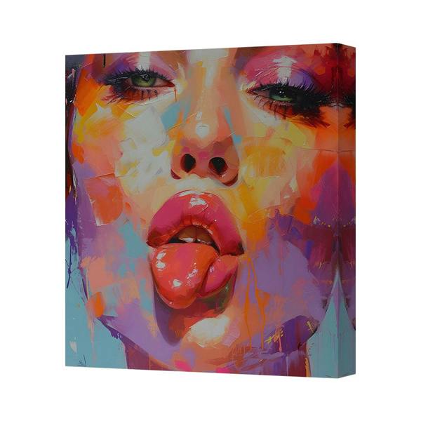 Benjamin Tate Design Colorful Lips Portrait Canvas Art Print Gallery Wrapped UK Handmade
