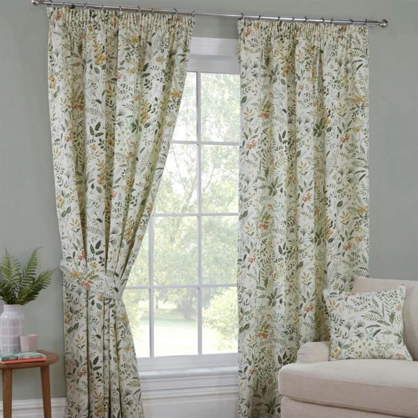 Cleo Willow Pencil Pleat Curtains