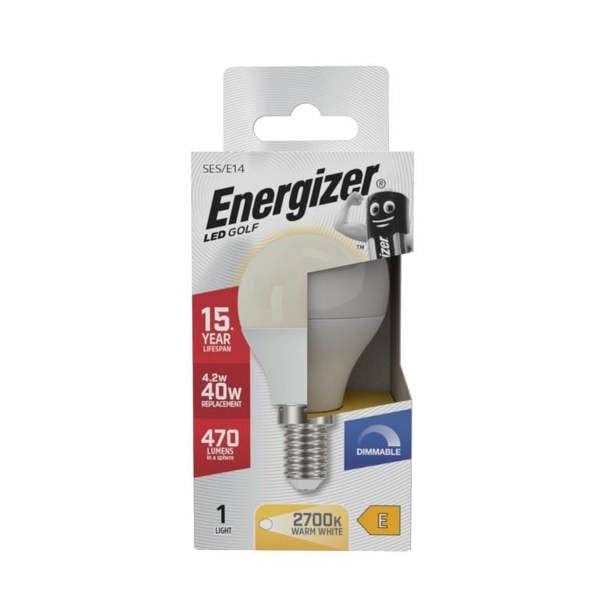 Energizer E14/SES LED Golf Bulb - Opal/Opal - 