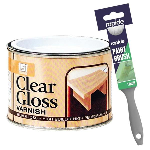 151 Clear Gloss Varnish Paint 180ml With 1" Paint Brush