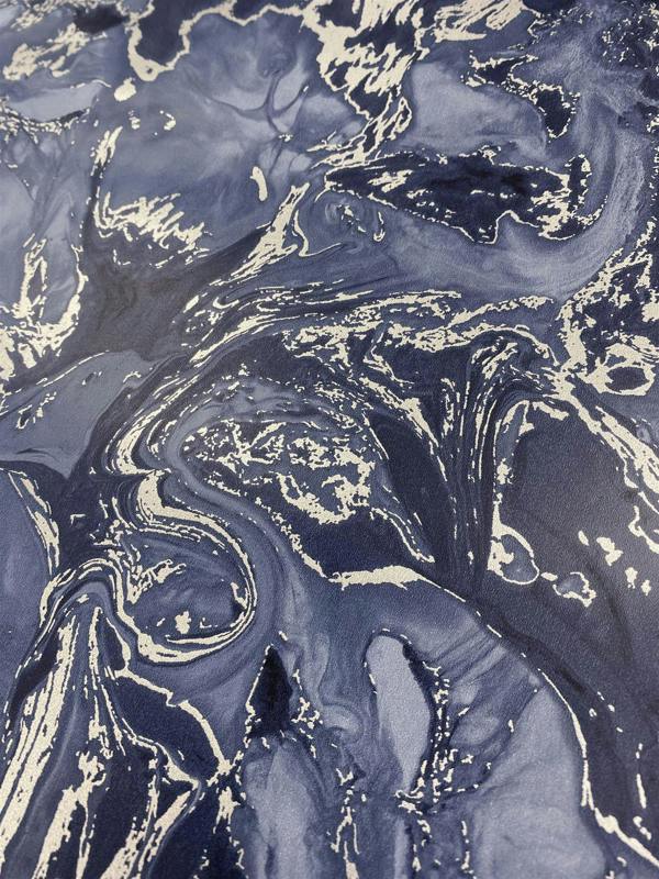 Elixir Marble Blue & Silver Wallpaper image 3