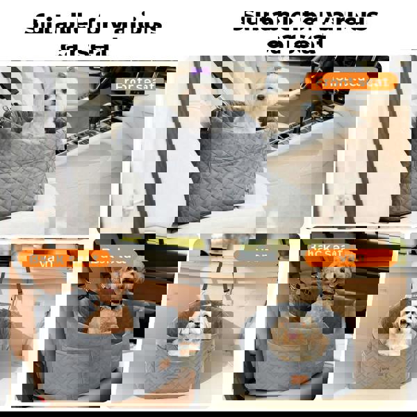 Skylos Dog Booster Car Seat Safe Puppy Travel Carrier Bed Bag Basket Pet Grey