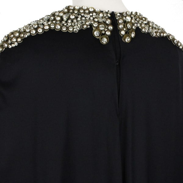 Alexander McQueen Bejewelled Cape Gown in black silk satin