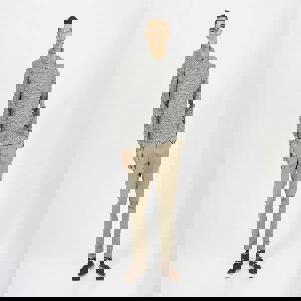 Brave Soul Ecru Shawl Neck Textured Knit Jumper - Ecru Image 3