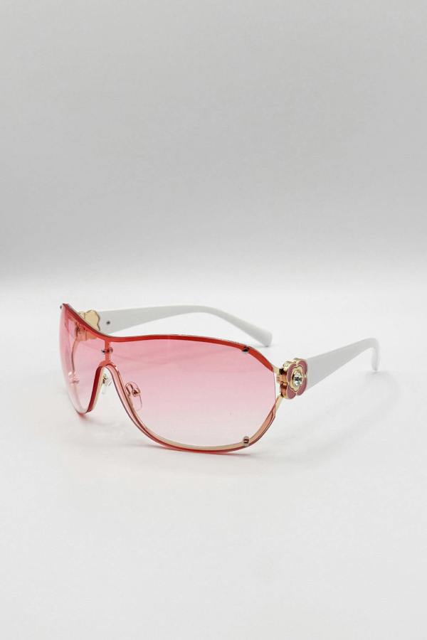 Vintage Rose Wrap Around Sunglasses In Pink - svnx