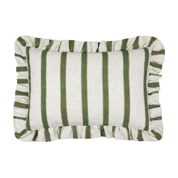 Wylder Connie Ruffles Striped Cushion Cover - Moss