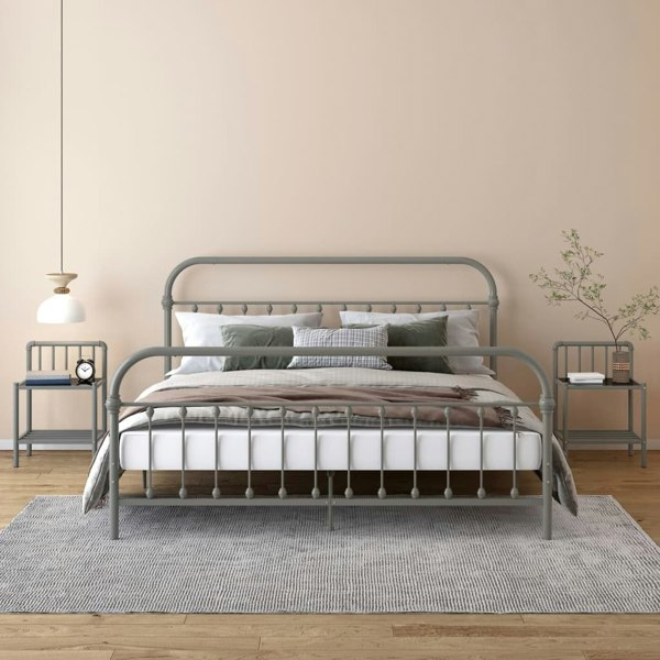 Berkfield Bedside Cabinets 2 pcs Grey and Black Metal and Glass