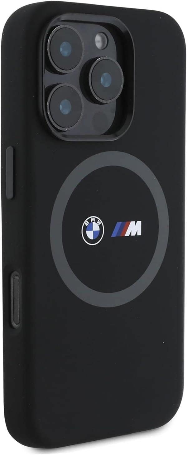 BMW M Series Silicone Printed Ring Case with MagSafe for iPhone 16 Pro Max 6.9" Black - BMHMP16X23SROK