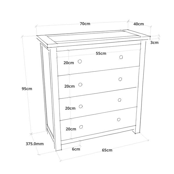 Cabinet Bits Argenta 4 Drawer Chest of Drawers Brass Knob