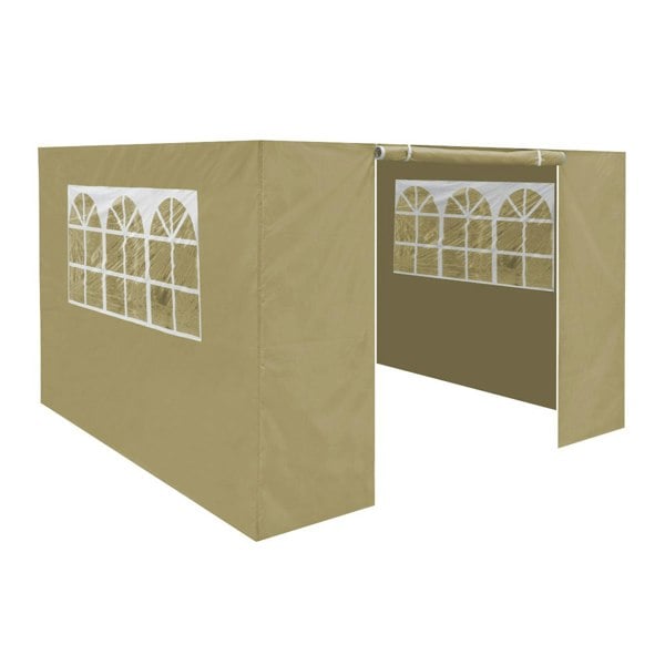 Side Walls Door & Windows for 3x3m Pop-Up Gazebo - BEIGE - Garden Party Tent - LoopsDirect