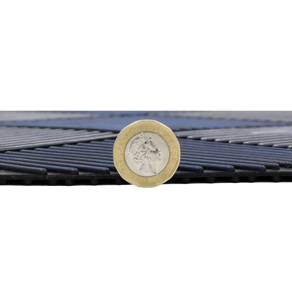 JVL Platina Scraper Rubber Doormat, 40x70cm, Silver/Blue