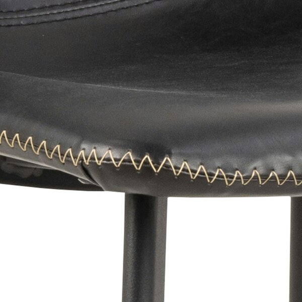 Wyld Haus Set of 2 Bogense Black Faux Leather Bar Stools Cream Stitching