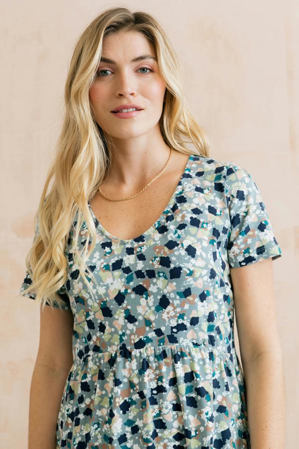 Lily & Me Festival Printed Organic Cotton Jersey Dress Ocean