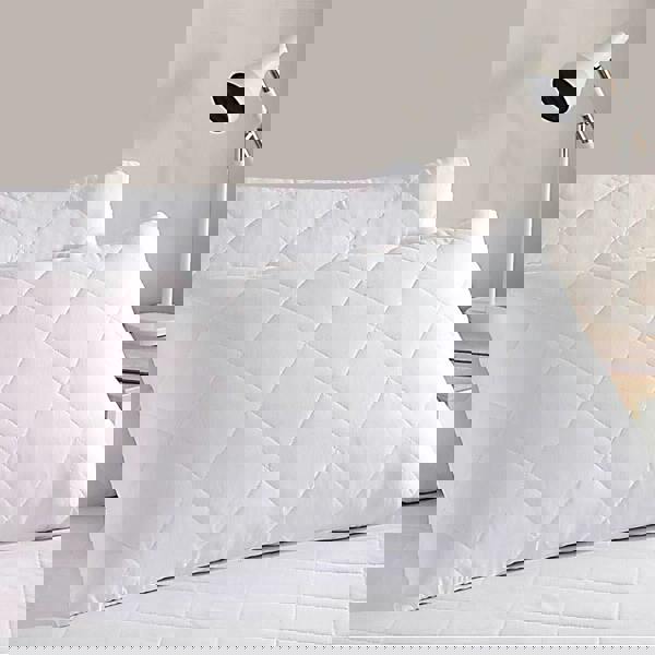 Gr8 Home Pair Of White Anti Allergy Pillow Protectors Quilted Pillowcase Pack Of 2