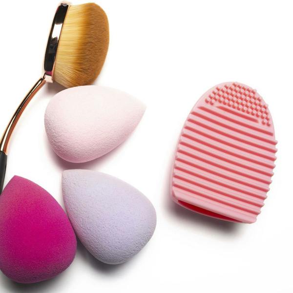 Aquarius Silicone Egg Makeup Sponge Scrubber Brush Cleaner Pink Reusable Tool