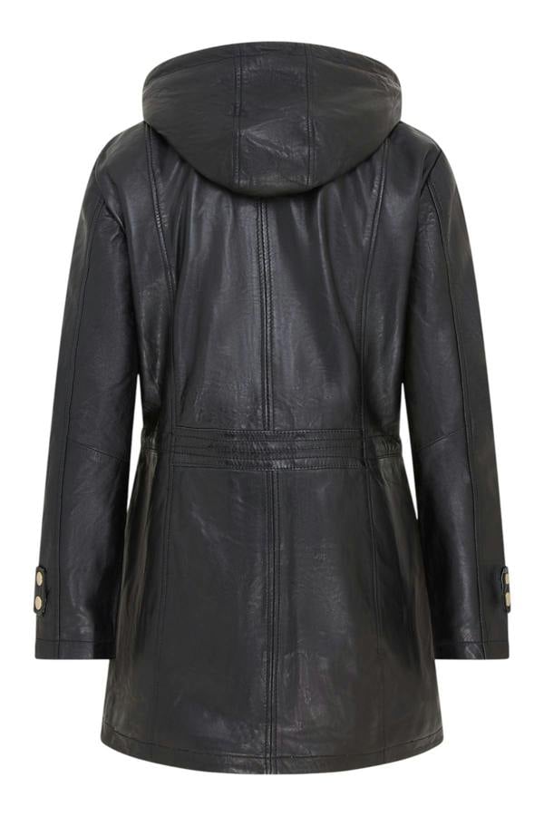 Infinity Leather Women's Leather Parka Detachable Borg Hooded Trench Coat - Trekker