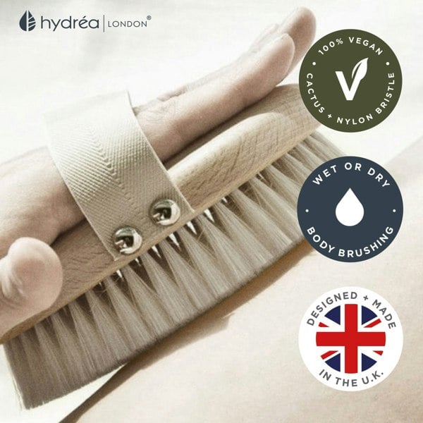 Hydréa London Professional Vegan Dry Body Brush FSC® Certified Beechwood - Cactus & Nylon Bristle