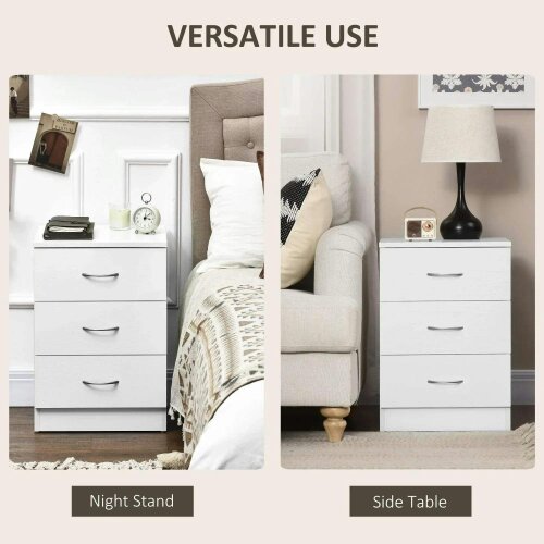 Three-Drawer Simple Bedside Table - White