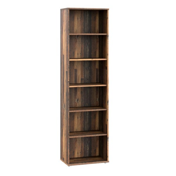 Furniture To Go Essential Narrow 5 Shelf Bookcase in Vintage Oak